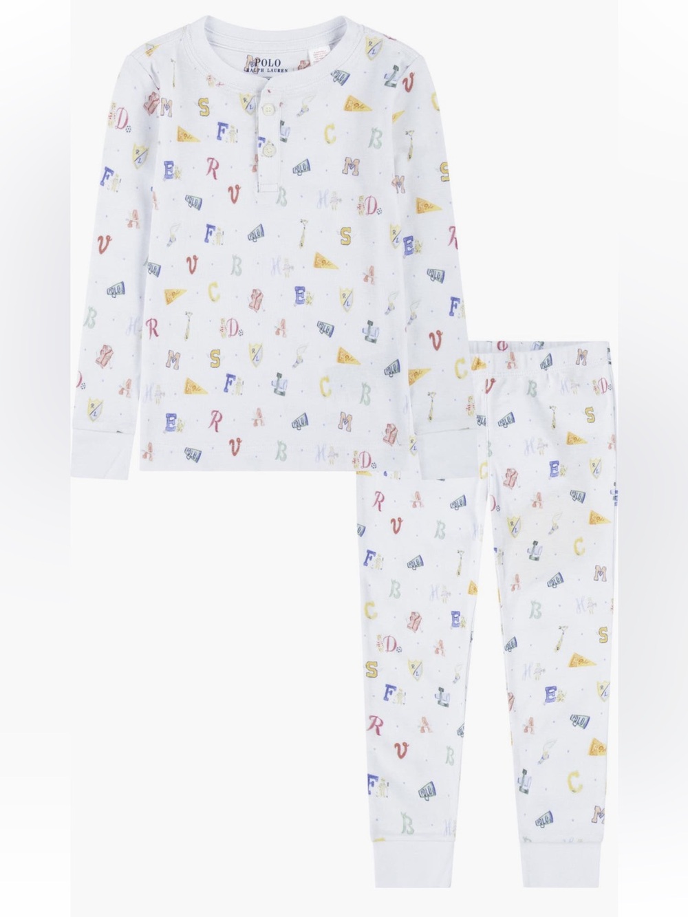 Polo Ralph Lauren x Riley Cotton Alphabet Print Kids Pajama Set 100% cotton